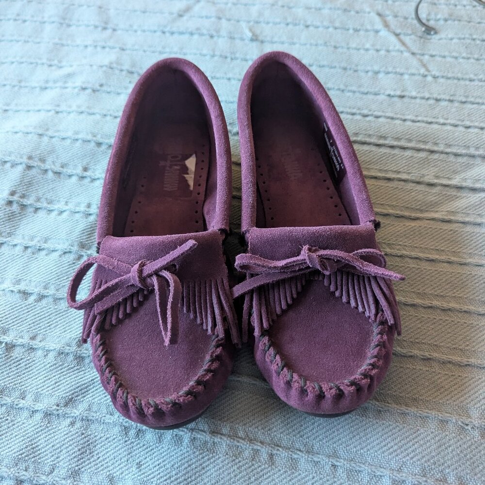 Deep Berry Pink Minnetonka Mocassins - Size 7